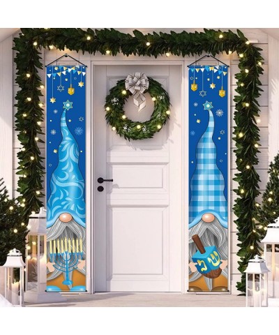 Hanukkah Banner Happy Hanukkah Porch Sign Banner Blue Chanukah Banners Hanukkah Hanging Sign Hanukkah Party Decorations for H...