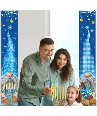 Hanukkah Banner Happy Hanukkah Porch Sign Banner Blue Chanukah Banners Hanukkah Hanging Sign Hanukkah Party Decorations for H...