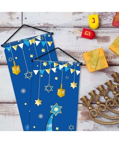 Hanukkah Banner Happy Hanukkah Porch Sign Banner Blue Chanukah Banners Hanukkah Hanging Sign Hanukkah Party Decorations for H...