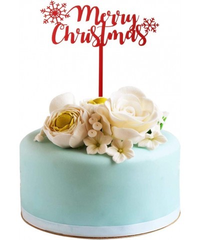 Merry Christmas Cake Topper Christmas Cake Supplies Christmas Snowflake Red Cake Decoration $14.57 Kids' Party Decorations