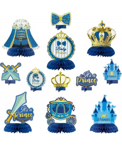 Haooryx?12PCS?Royal?Prince?Baby?Shower?Honeycomb?Centerpieces 3D?It's?A?Prince?Table?Topper Decorations?for?Newborn Baby?Boys...