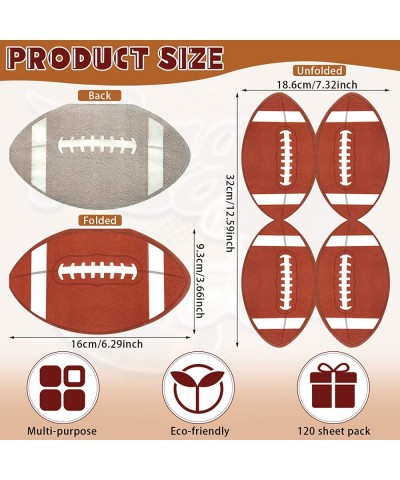 120 Pack 6.3X 3.7 Inches Football Party Napkins Football Shape Paper Napkins Disposable Football Napkins Football Cocktail Na...