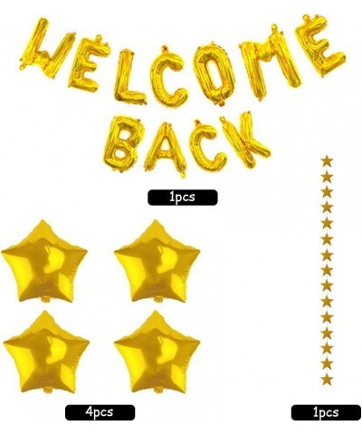 66 Pieces Welcome Back Balloon Banner Decorations Kit with Gold Welcome Back and Star Banner Gold Silver Confetti Glitter Bal...