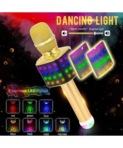 Kids Wireless Bluetooth Karaoke Microphone with Colorful Lights & USB Disco Light 4 in 1 Portable Karaoke Machine for Christm...