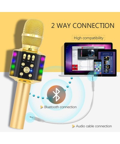 Kids Wireless Bluetooth Karaoke Microphone with Colorful Lights & USB Disco Light 4 in 1 Portable Karaoke Machine for Christm...