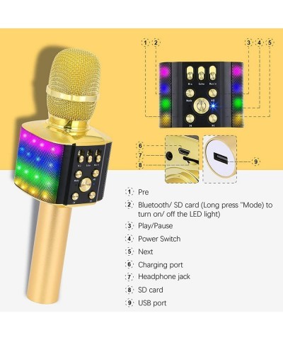 Kids Wireless Bluetooth Karaoke Microphone with Colorful Lights & USB Disco Light 4 in 1 Portable Karaoke Machine for Christm...