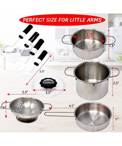 Kitchen Cooking Playset Stainless Steel Pretend Play for Kid Food Accessories Kids Cookware Toy Pots and Pans with Utensils f...