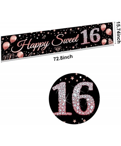 16th Birthday Decorations Sweet 16 Banner Party Supplies Rose Gold Happy Sweet Sixteen Birthday Party Decor for Girl 16 Year ...