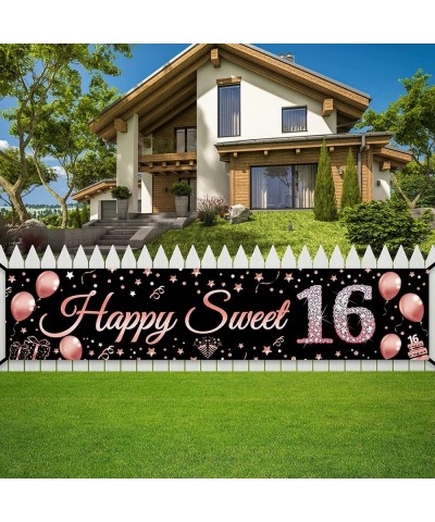 16th Birthday Decorations Sweet 16 Banner Party Supplies Rose Gold Happy Sweet Sixteen Birthday Party Decor for Girl 16 Year ...