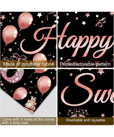 16th Birthday Decorations Sweet 16 Banner Party Supplies Rose Gold Happy Sweet Sixteen Birthday Party Decor for Girl 16 Year ...