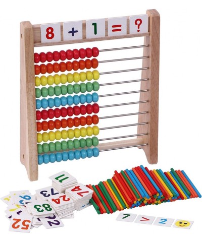 Wooden Abacus for Kids Math with 100 Counting Sticks and Number Toys Cards 1-100 Educational Math Games Preschool Learning To...