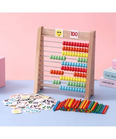 Wooden Abacus for Kids Math with 100 Counting Sticks and Number Toys Cards 1-100 Educational Math Games Preschool Learning To...