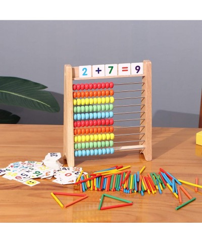 Wooden Abacus for Kids Math with 100 Counting Sticks and Number Toys Cards 1-100 Educational Math Games Preschool Learning To...