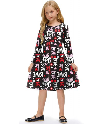 Girls Valentine's Day Long Sleeve Midi Dress 1-10 Years $32.65 Kids' Costumes