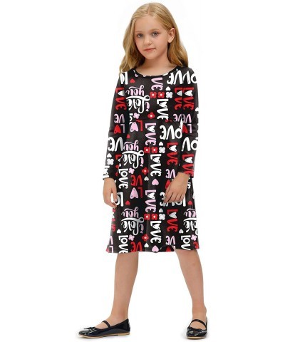 Girls Valentine's Day Long Sleeve Midi Dress 1-10 Years $32.65 Kids' Costumes