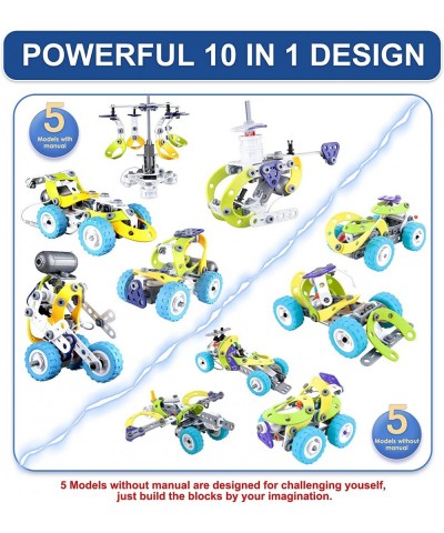 10 in 1 Building Toy Set STEAM Building Blocks with Electric Powered Motor for Children Boys Girls Construction Toys with Too...