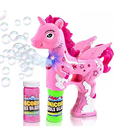 Pink Unicorn Bubble Blaster with Light and Sound Includes 1 Bubble Gun & 2 Bottles of Bubble Solution Fun Summer Toy for Girl...