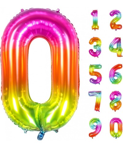 Number Balloon Large Number Balloons for Rainbow Birthday Decorations 40 Inch Mylar Colorful Giant 0 Balloon Numbers Jumbo Bi...