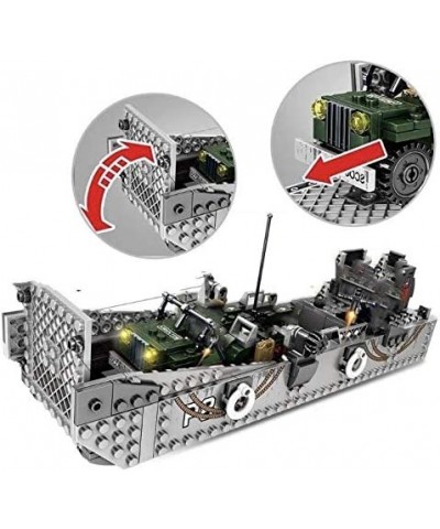 WW2 Military Landing Craft Brick Building Toy Set Comes with Vehicle Building Blocks World War 2 Model Set for Adults and Chi...