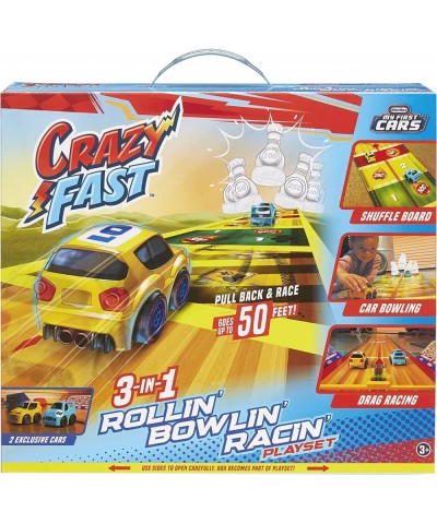 Little Tikes My First Cars Crazy Fast 3-in-1 Rollin’ Bowlin’ Racin’ Playset with 2 Exclusive Pullback Toy Car Vehicles Goes u...