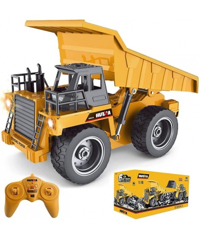 RC Dump Truck 2.4Ghz 4WD Remote Control Construction Vehicle Truck for Boys 1:18 Scale 6 Channel Metal Cab Construction Vehic...