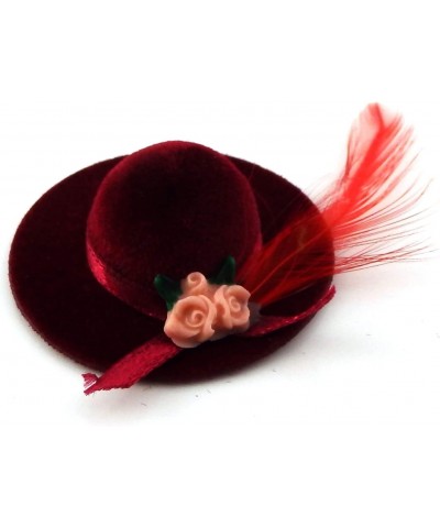 Red Lady's Hat with Feather Miniature Milliner Shop Accessory $17.38 Dollhouse Accessories