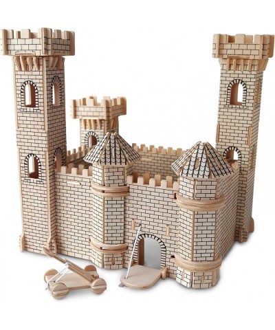 3D Puzzle Castle Set Wood Craft Construction Model Kit Fun & Educational DIY Wooden Toy Assemble Model Unfinished Crafting Ho...