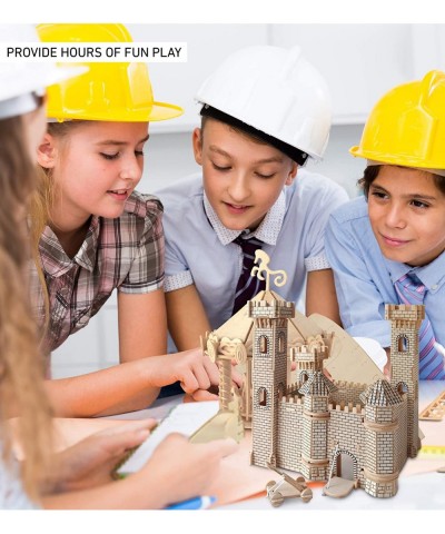 3D Puzzle Castle Set Wood Craft Construction Model Kit Fun & Educational DIY Wooden Toy Assemble Model Unfinished Crafting Ho...