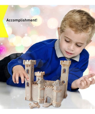 3D Puzzle Castle Set Wood Craft Construction Model Kit Fun & Educational DIY Wooden Toy Assemble Model Unfinished Crafting Ho...