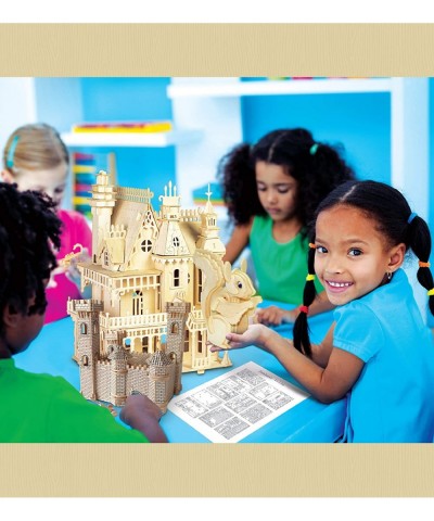 3D Puzzle Castle Set Wood Craft Construction Model Kit Fun & Educational DIY Wooden Toy Assemble Model Unfinished Crafting Ho...