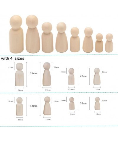 DIY Wooden Peg Dolls Man/Women Shape Peg Dolls 4 Sizes Doll Bodies Pack of 50 Wooden Peg People for Kids DIY Art Craft Painti...