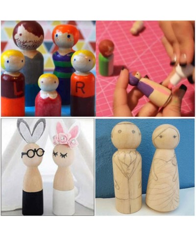 DIY Wooden Peg Dolls Man/Women Shape Peg Dolls 4 Sizes Doll Bodies Pack of 50 Wooden Peg People for Kids DIY Art Craft Painti...