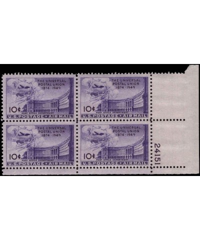 C42 - 1949 10c Post Office Postage Stamps Plate Block (4) $14.59 Collectibles Display & Storage