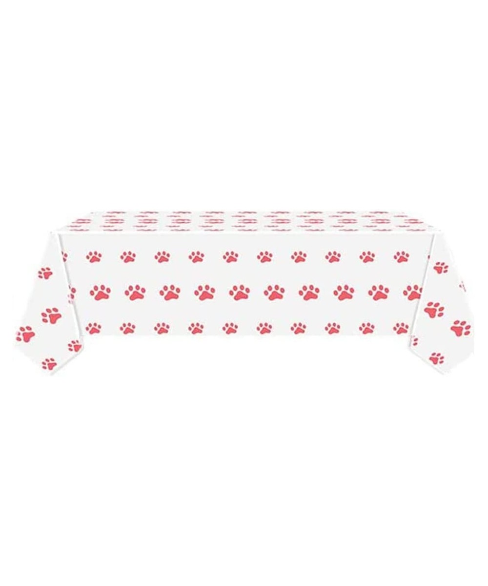 1pcs Pink Dog Paw Tablecloth Disposable Tablecover Birthday Party Supplies and Decorations for Kid Boy Baby Shower Rectangle ...