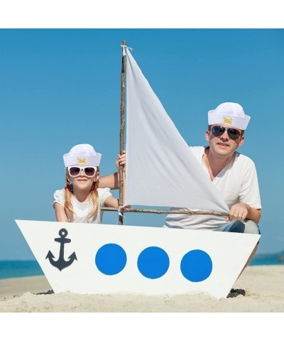 4 Pack White Captain Hat Sailor Hat Unsex Boating Captain Hat Party Hats $16.47 Kids' Dress-Up Accessories