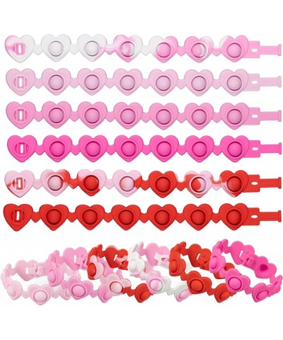 Pop It Bracelet Fidget Toy 6 Pack Multiplecolor Hearts Silicone Bubble Pop Fidget Bracelets Valentines Day Gifts Wearable Wri...