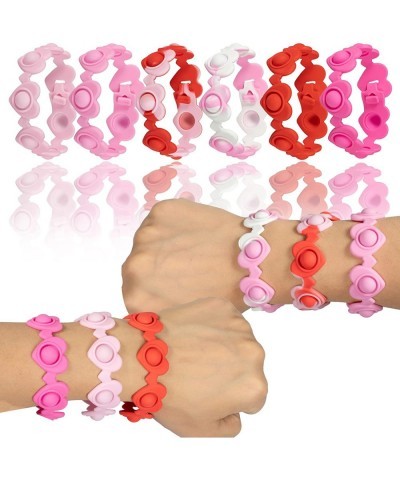 Pop It Bracelet Fidget Toy 6 Pack Multiplecolor Hearts Silicone Bubble Pop Fidget Bracelets Valentines Day Gifts Wearable Wri...