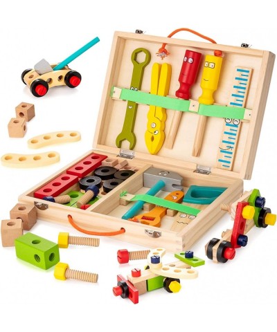 Kids Tool Set Wooden Tool Box with Colorful Tools Tools Toy for Kids Creative DIY Wooden Toys Educational Construction for To...