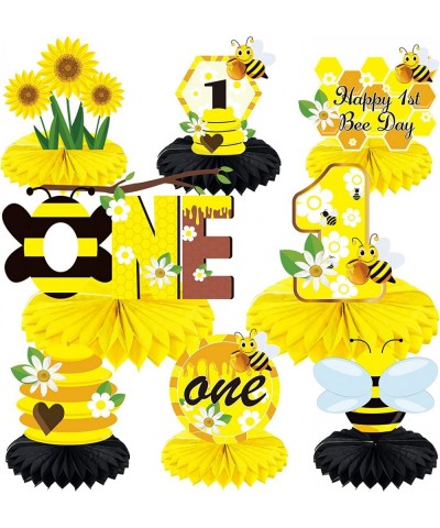 8Pcs Bumble Bee Birthday Party Decorations Honeycomb Centerpieces Happy 1st Bee Day Birthday Themed Table Centerpiece Toppers...