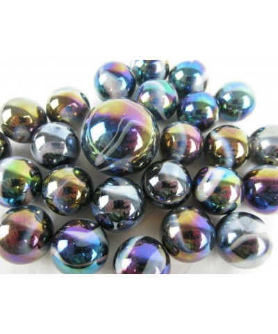 Big Game Toys~25 Glass Marbles Milky Way Purple/Gold Oil Slick Metallic Iridescent Classic Style Game Pack (24 Player 1 Shoot...