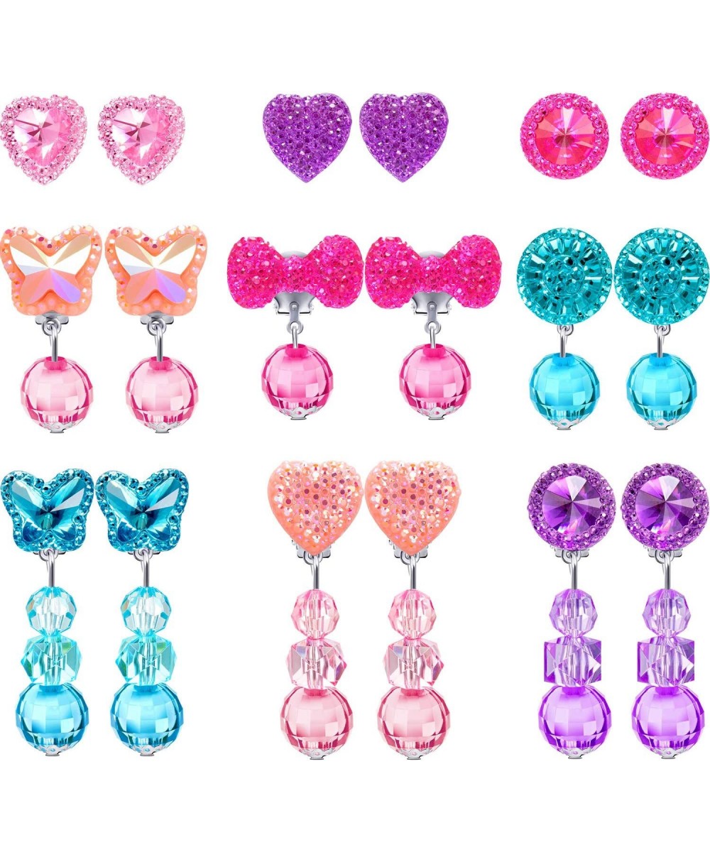 9 Pairs Girls Clip-on Earrings Pretend Princess Play Earrings Jewelry Set (Style 2) $25.16 Kids' Dress-Up Accessories