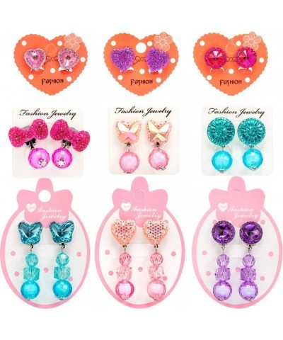 9 Pairs Girls Clip-on Earrings Pretend Princess Play Earrings Jewelry Set (Style 2) $25.16 Kids' Dress-Up Accessories