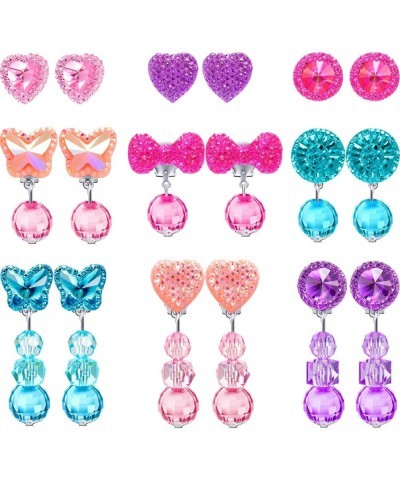 9 Pairs Girls Clip-on Earrings Pretend Princess Play Earrings Jewelry Set (Style 2) $25.16 Kids' Dress-Up Accessories