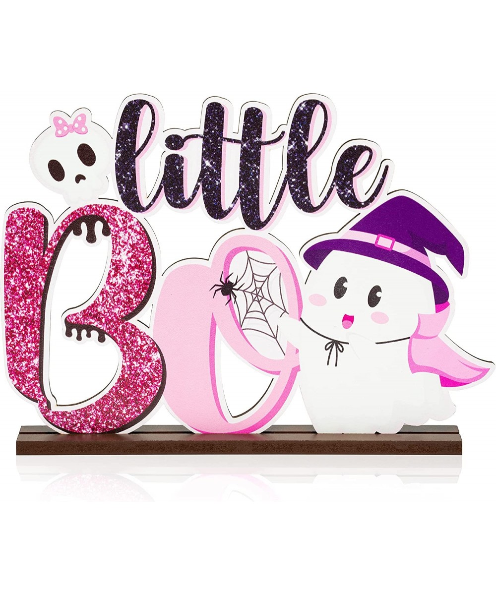 Little Boo Baby Shower Wooden?Table?Centerpiece Halloween Glitter Pink and Black Wood Letter Sign for Halloween Party Kids Bi...