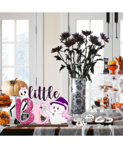 Little Boo Baby Shower Wooden?Table?Centerpiece Halloween Glitter Pink and Black Wood Letter Sign for Halloween Party Kids Bi...