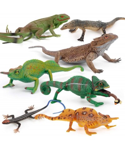 Realistic 7 PCS Wild Life Jungle Animal Action Figures Model Desktop Decoration Chameleon Lizard Party Favors Supplies Cake T...