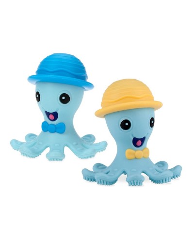 Silly Silicone Octopus Teethe with Soothing Massaging Bristles For Sore Gums Yellow/Blue $20.97 Baby Teether Toys