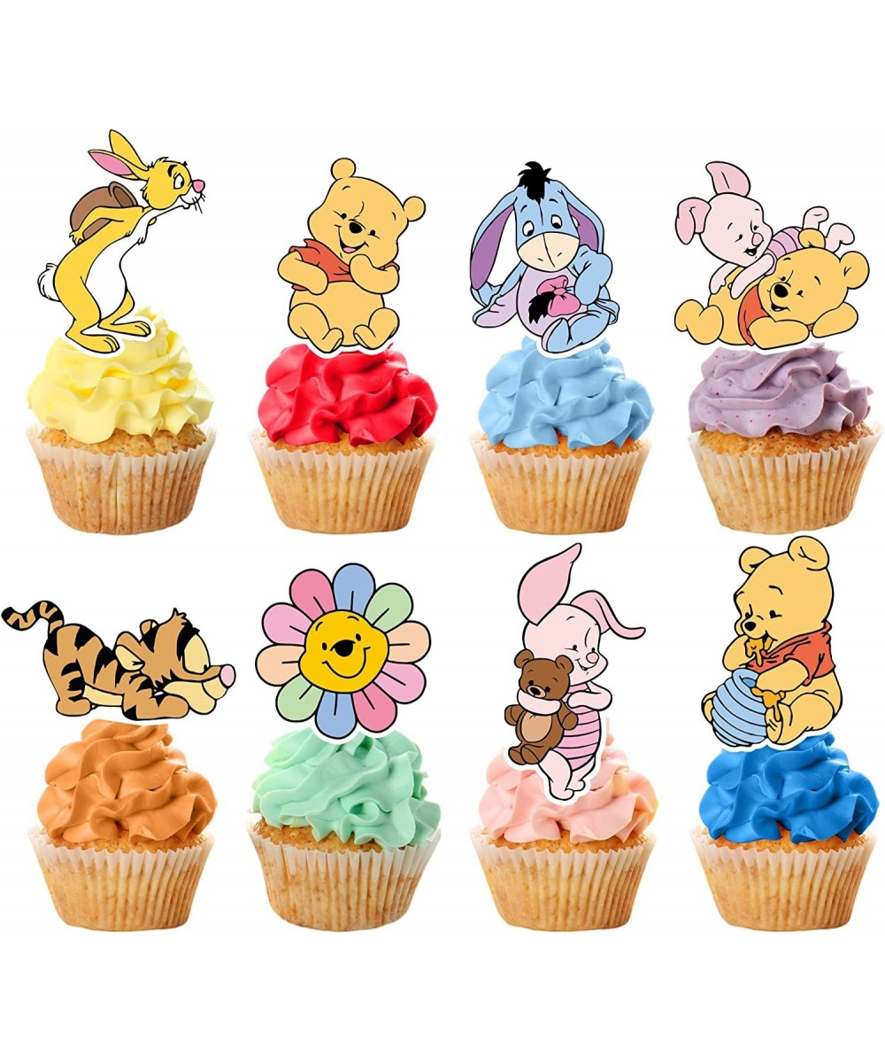 Winnie Cupcake Toppers 48 Pcs Cute Pooh Cake Topper The Pooh Baby Shower Decorations Perfect For Kids First Birthday Party Ca...