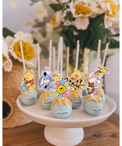 Winnie Cupcake Toppers 48 Pcs Cute Pooh Cake Topper The Pooh Baby Shower Decorations Perfect For Kids First Birthday Party Ca...