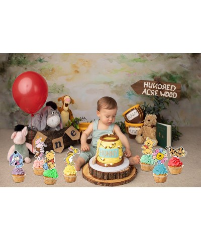 Winnie Cupcake Toppers 48 Pcs Cute Pooh Cake Topper The Pooh Baby Shower Decorations Perfect For Kids First Birthday Party Ca...